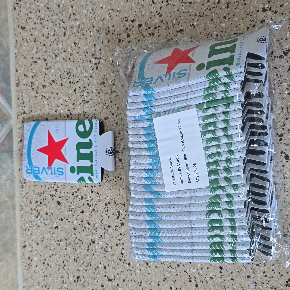 Heineken Silver Slim Can Koozie 12oz